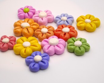 Polymer Clay Flower Set: Handmade Pastel Embellishments (12 Pieces)