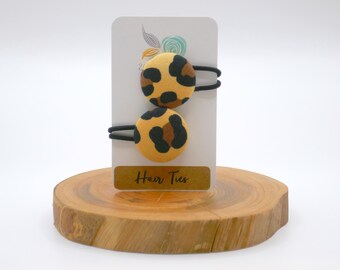 Leopard Spots Button Hair Tie - Set of 2 - 28mm