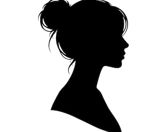 Girl Silhouette SVG PNG, Woman Profile Clipart, Elegant Female Head Outline for Cricut, Silhouette, Beauty Logo Design, Wall Art Cut File