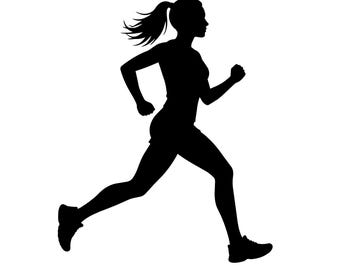 Running Woman Silhouette SVG PNG, Fitness Girl Cut File, Athletic Female Silhouette for Cricut, Silhouette, Sport Motivation Wall Art