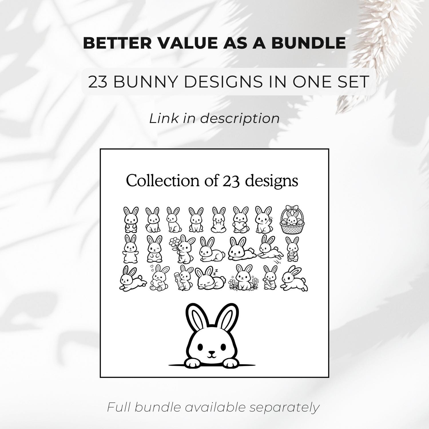 Cute Bunny With Pencil SVG PNG, Simple Rabbit Outline, Kawaii Animal ...