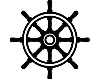 Volante de barco SVG, silueta de timón náutico, volante de capitán PNG, imágenes prediseñadas de vida marina, timón de barco DXF, archivos de corte de marinero, descarga digital