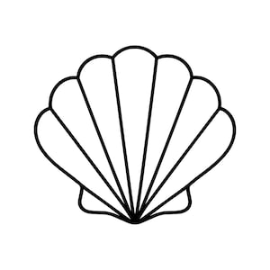 Simple Seashell SVG PNG, Ocean Shell Outline Clipart, Sea Life Line Art for Cricut, Silhouette, Beach House Decor, Coastal Cut File