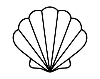 Simple Seashell SVG PNG, Ocean Shell Outline Clipart, Sea Life Line Art for Cricut, Silhouette, Beach House Decor, Coastal Cut File