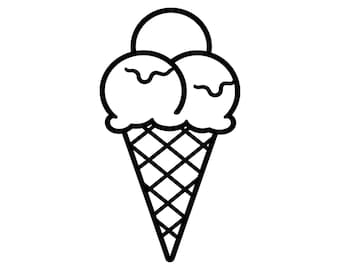Ice Cream Cone SVG PNG, Sweet Summer Bold Outline, Coloring Page, Line Art Illustration for DIY, Cricut, Silhouette Cut File