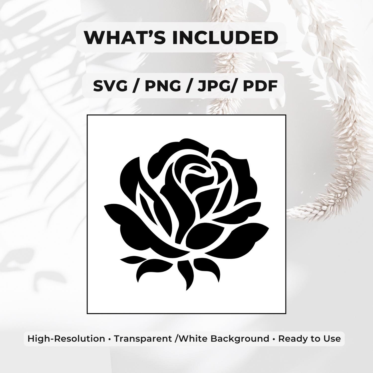 Rose SVG PNG, Laser Cut File, Floral SVG for Cricut, Engraving Design ...