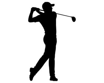 Golfer Silhouette SVG PNG, Male Golf Player Cut File, Professional Golf Swing for Cricut, Silhouette, Sports Wall Decor DIY