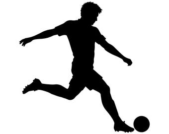Soccer Player Silhouette SVG PNG, Football Athlete Cut File, Dynamic Kick Action for Cricut, Silhouette, Sports Wall Decor DIY
