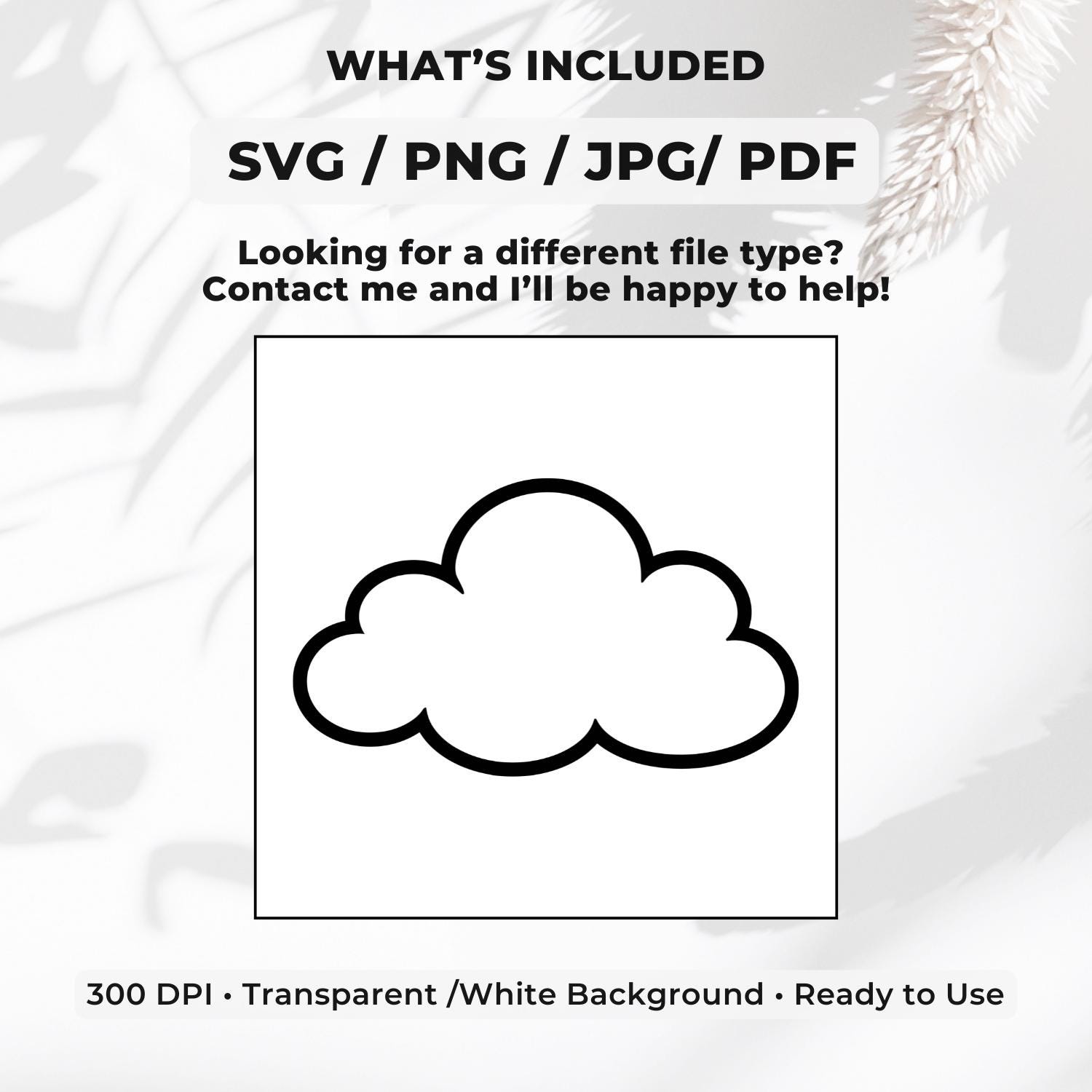 Simple Cloud SVG PNG, Cute Weather Outline, Minimalist Cut File for ...