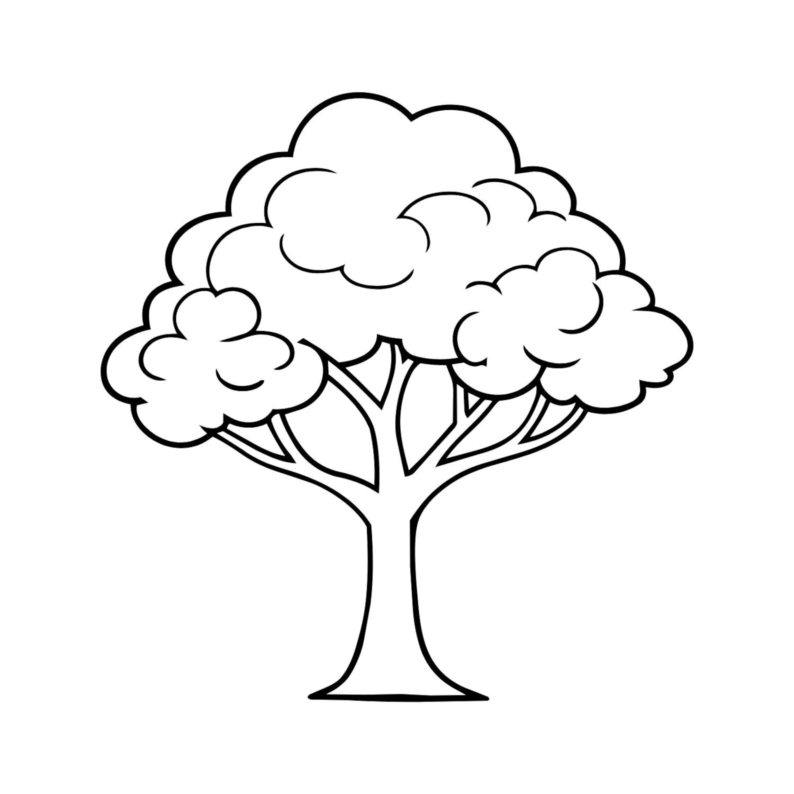 Simple Tree Outline SVG PNG, Cute Tree Line Art, Cartoon Tree ...