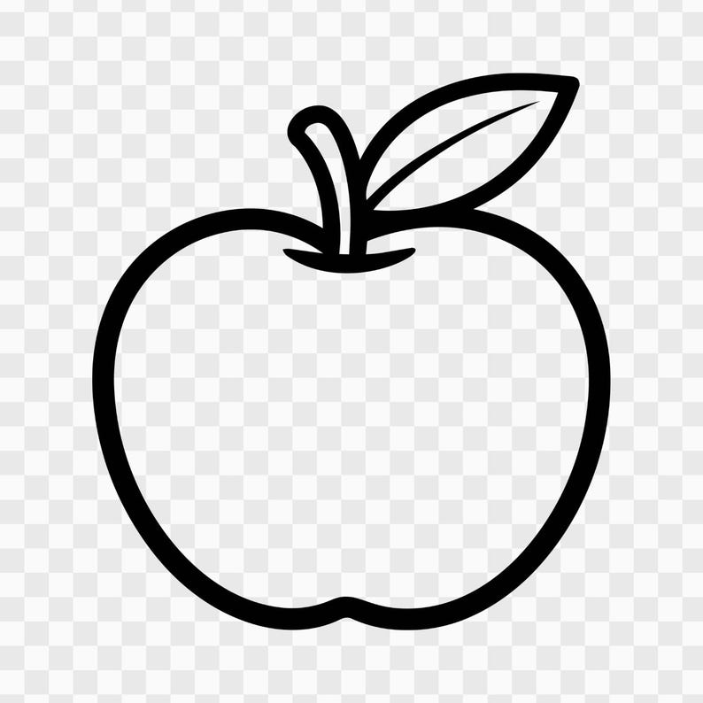 Simple Apple Line Simple Apple Outline SVG PNG, Minimalist Fruit Line Art, Craft Clipart ...