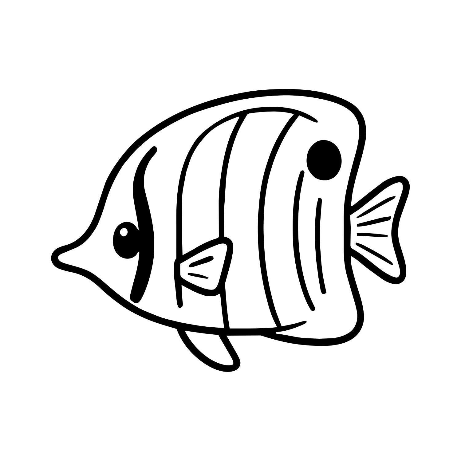 Cute Angelfish SVG PNG, Kawaii Tropical Fish Outline Clipart, Ocean ...