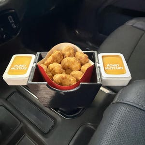 SnackPilot Car Fry & Nugget Holder with removable sauce holders, Drive-Thru Organizer