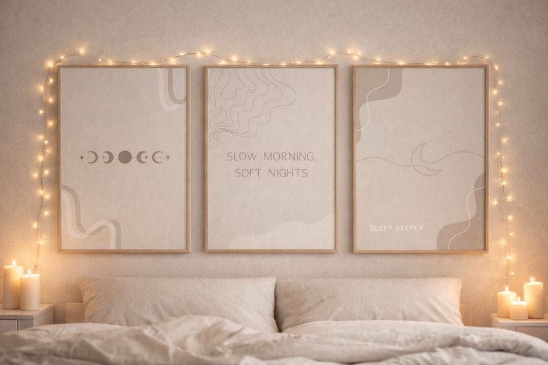 Minimalist Bedroom Wall Art Set of 3 – Neutral Beige Printable Posters ...