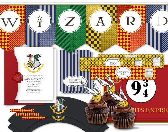 Harry Potter Inspired Custom Party Supplies Full Diy Etsy