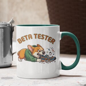 Zabawny kubek dla testera QA Corgi: 11 uncji, 15 uncji beta testera
