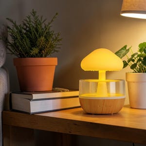 Humidificador con forma de hongo, luz nocturna LED, difusor de aroma, lámpara adorable, decoración para habitación infantil, niebla ultrasónica, regalo para dormitorio, regalo para baby shower