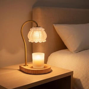 Scaldacandele in ottone con timer dimmerabile, lampada da tavolo vintage, accogliente decorazione per la casa, scaldacera da comodino, luce ambientale
