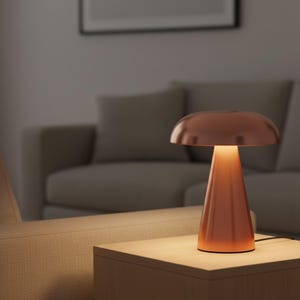 Rechargeable Mushroom Table Lamp Dimmable LED Metal Night Light Nordic Bedside Lamp Minimalist Desk Light