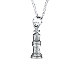 CHESS KING Necklace - Pewter Charm on Cable Chain Choice of Length - Board Game Strategy Move Checkmate