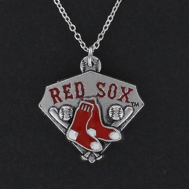 BOSTON RED SOX Necklace Pewter Charm on a free Plated Chain Etsy
