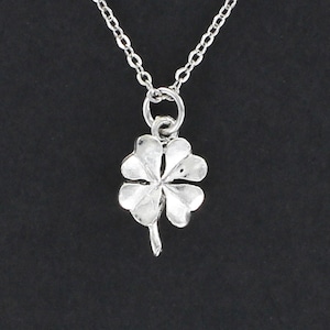 FOUR LEAF Clover Necklace - Pewter Charm on Cable Chain Choice of Length - Shamrock Good Luck Irish St Patricks Day Jewelry