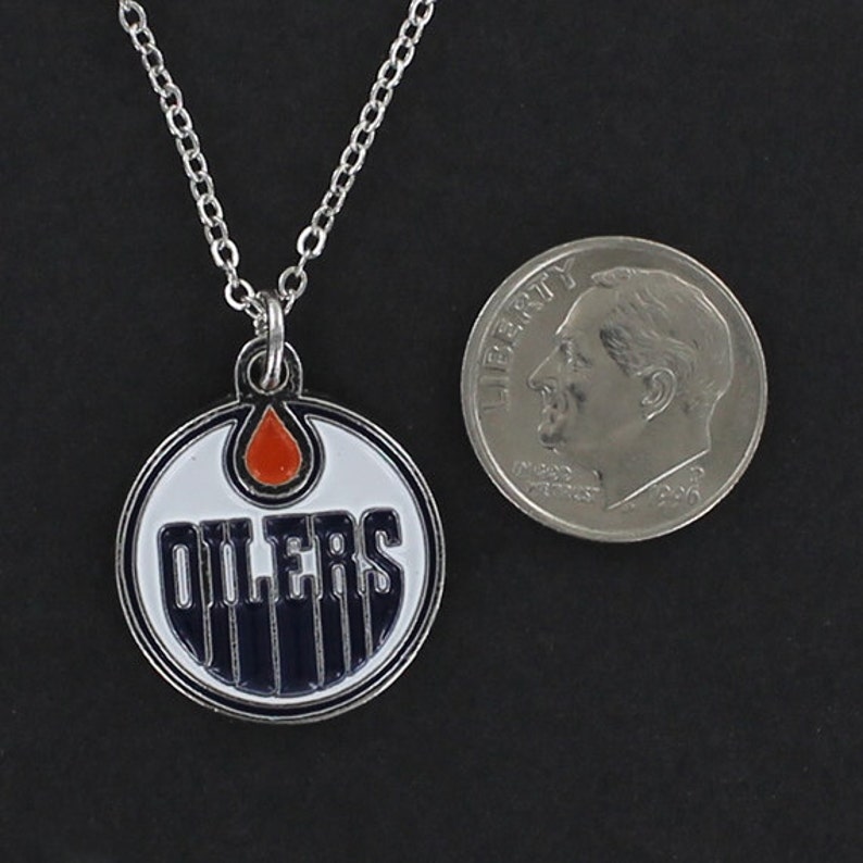 EDMONTON OILERS Necklace Team Logo Pewter Charm on a Free Etsy