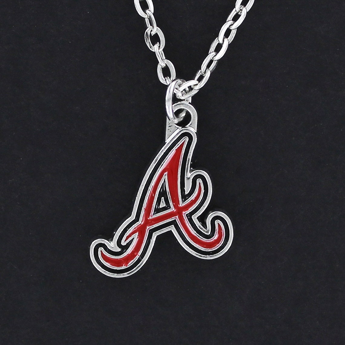 ATLANTA BRAVES Logo Necklace Pewter Charm on a Cable Chain Etsy