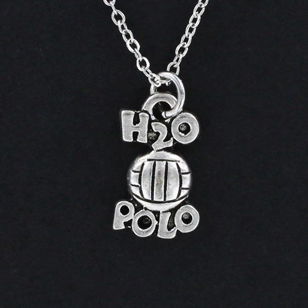 WATER POLO Necklace - Pewter Charm on Cable Chain Choice of Length Team Swim Swimming Pool Ball H2O