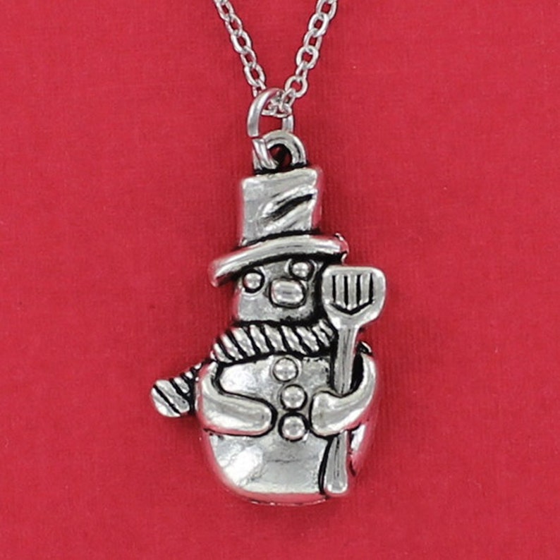 SNOWMAN NECKLACE Pewter Charm on a FREE Plated Chain