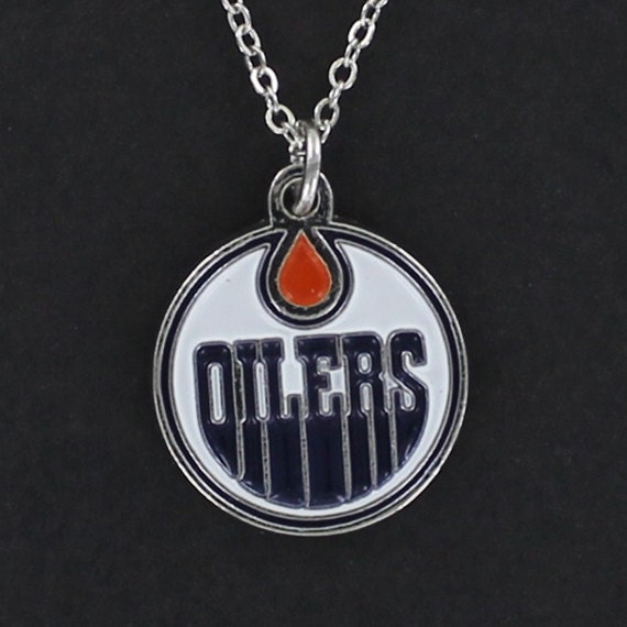 EDMONTON OILERS Necklace Team Logo Pewter Charm on a Free Etsy