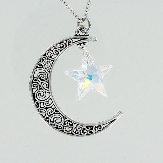 Swarovski Crystal Silver Dangle Necklace, Blue Moon | Wexford Jewelers