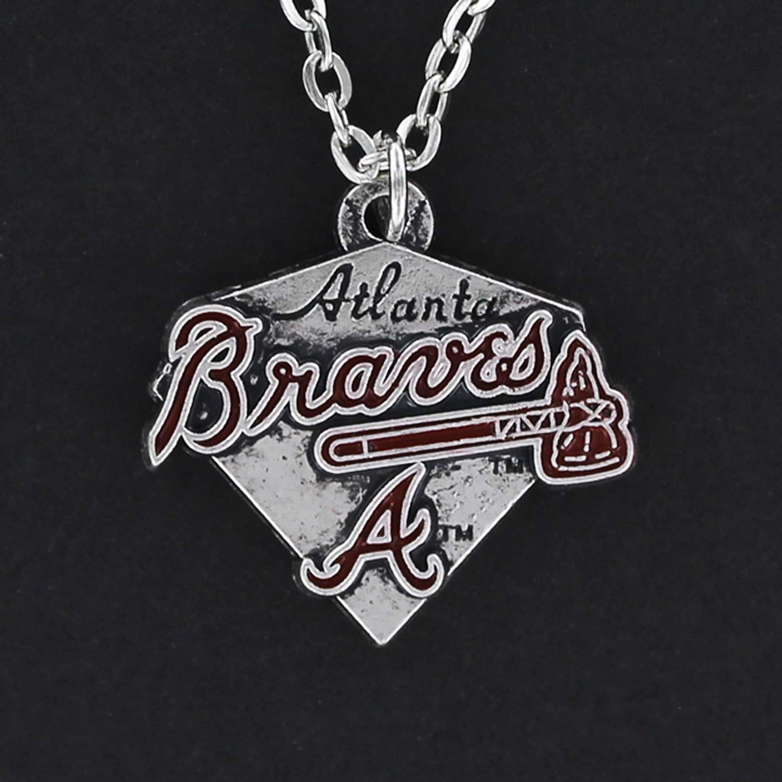 ATLANTA BRAVES Necklace Pewter Charm on a Cable Chain MLB Etsy