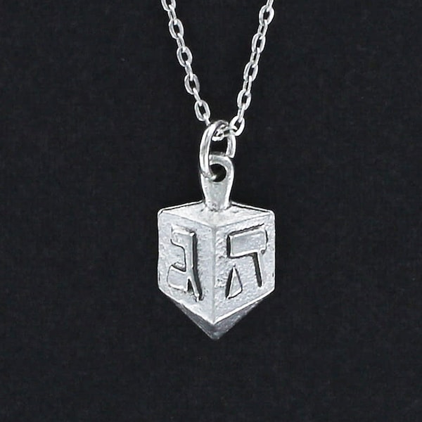 DREIDEL Necklace - Pewter Charm on Cable Chain Choice of Length - Hanukkah Chanukah Jewish Festival of Lights Game Spinning Top
