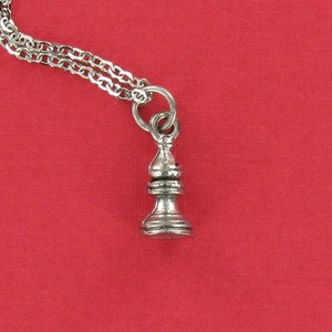 BISHOP CHESS Piece Necklace - Pewter Charm on Cable Chain Choice of Length Game Board