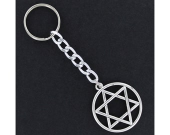 STAR of DAVID Metal Keyring Car Keys House Key Chain Keychain Open Round Jewish Judaica Gift