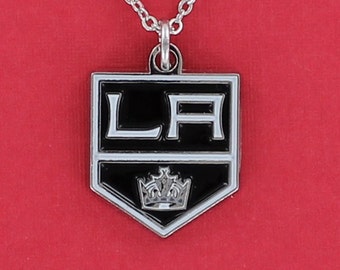 Solid 925 Sterling Silver Official Logo Art Los Angeles Kings Small Enamel Pendant Charm 
