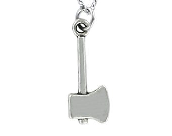 AXE NECKLACE - Pewter Charm on Cable Chain Choice of Length Wood Chop Tree Firewood Hatchet Ax