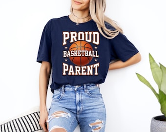 Camiseta "Orgulloso padre/madre de jugador de baloncesto", regalo para mamá y papá de jugador de baloncesto, camiseta gráfica para el día del partido.