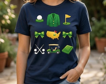 Camiseta Green Golf Icons, camiseta para aficionados al Masters Tournament y amantes del golf.