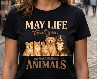 Camiseta con estampado para amantes de los animales y mensaje de bondad.
