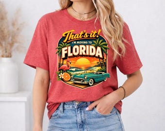 Camiseta con estampado divertido de "Mudanza a Florida", ideal para vacaciones.