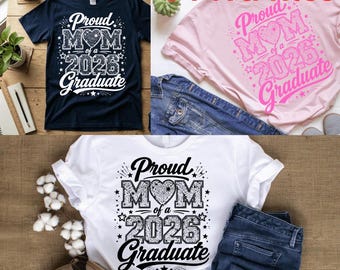 Mamá orgullosa, graduada de 2026 PNG: Diseño con purpurina, Clase de 2026 (Descarga digital)