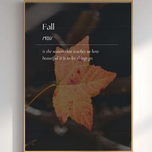 Stampa con dizionario autunnale / Decorazione murale autunnale accogliente / Poster stagionale minimalista / Decorazione autunnale estetica neutra / Stampa con citazione di settembre