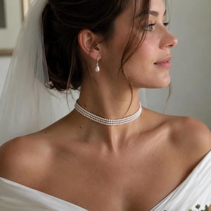 Flertrådigt pärlhalsband, eleganta bröllopssmycken för brudar
