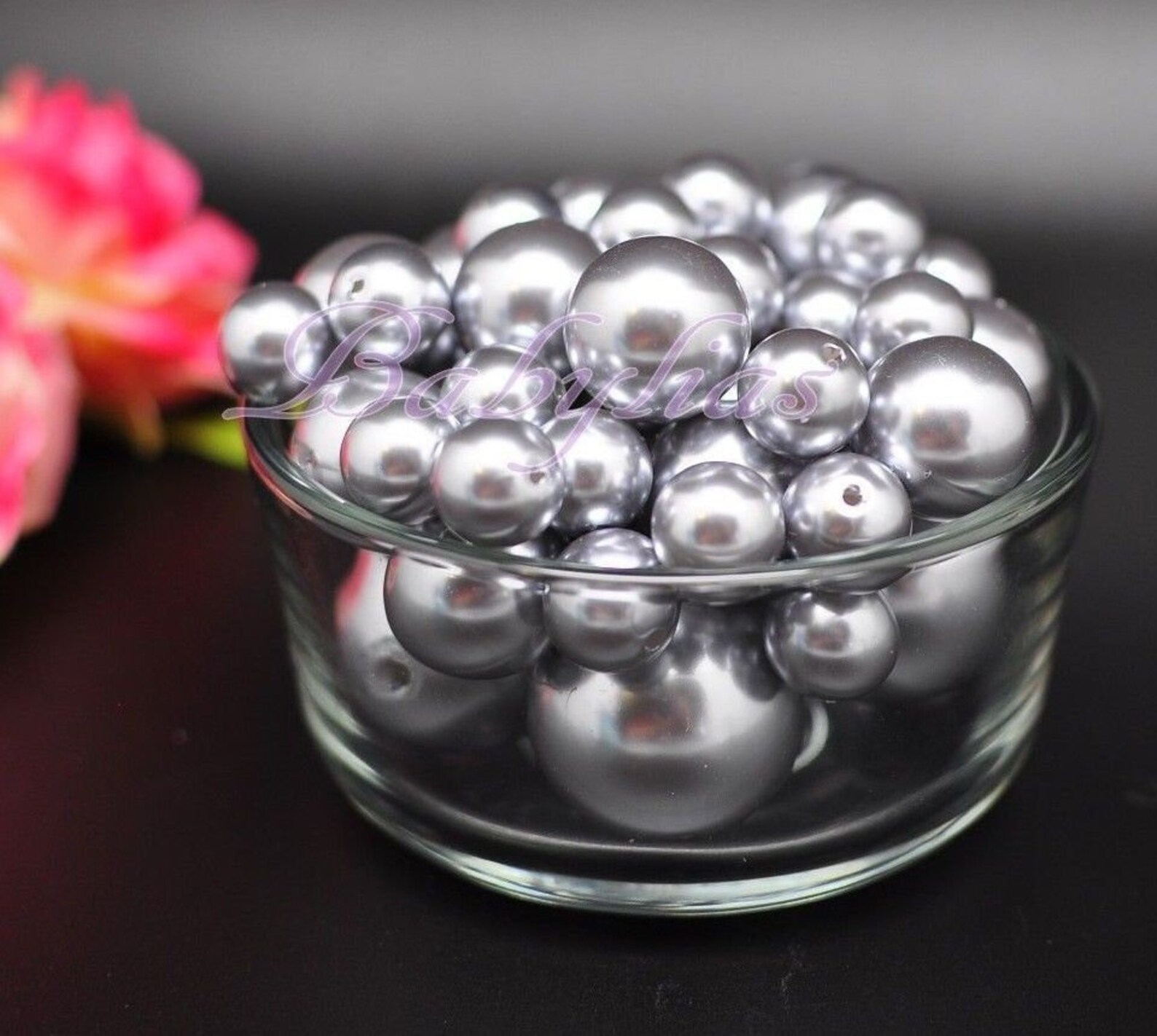 76 Pearl Vase Fillers Balls Clear Pink Gems Gold Decorative Etsy
