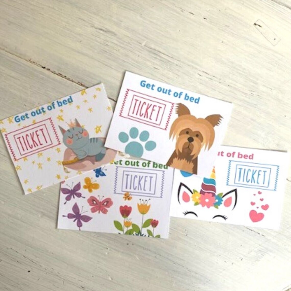 Get Out of Bed Ticket Bedtime Ticket Butterfly Dog Cat Etsy