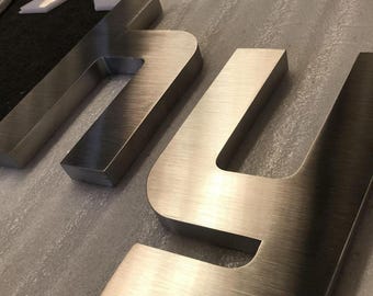Custom Stainless Steel Letters Starting at 12 USD Per Inch, 3D Metal Logo Sign, Brushed Metal Wall Letters