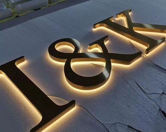 Custom Backlit Logo Sign, 3D Halo Lit Channel Letters, LED Business Signage