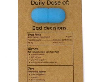 Funny Pill Charm Gift Card for Friends | Emotional Support Capsule | Twisted Trinkets Pocket Charm